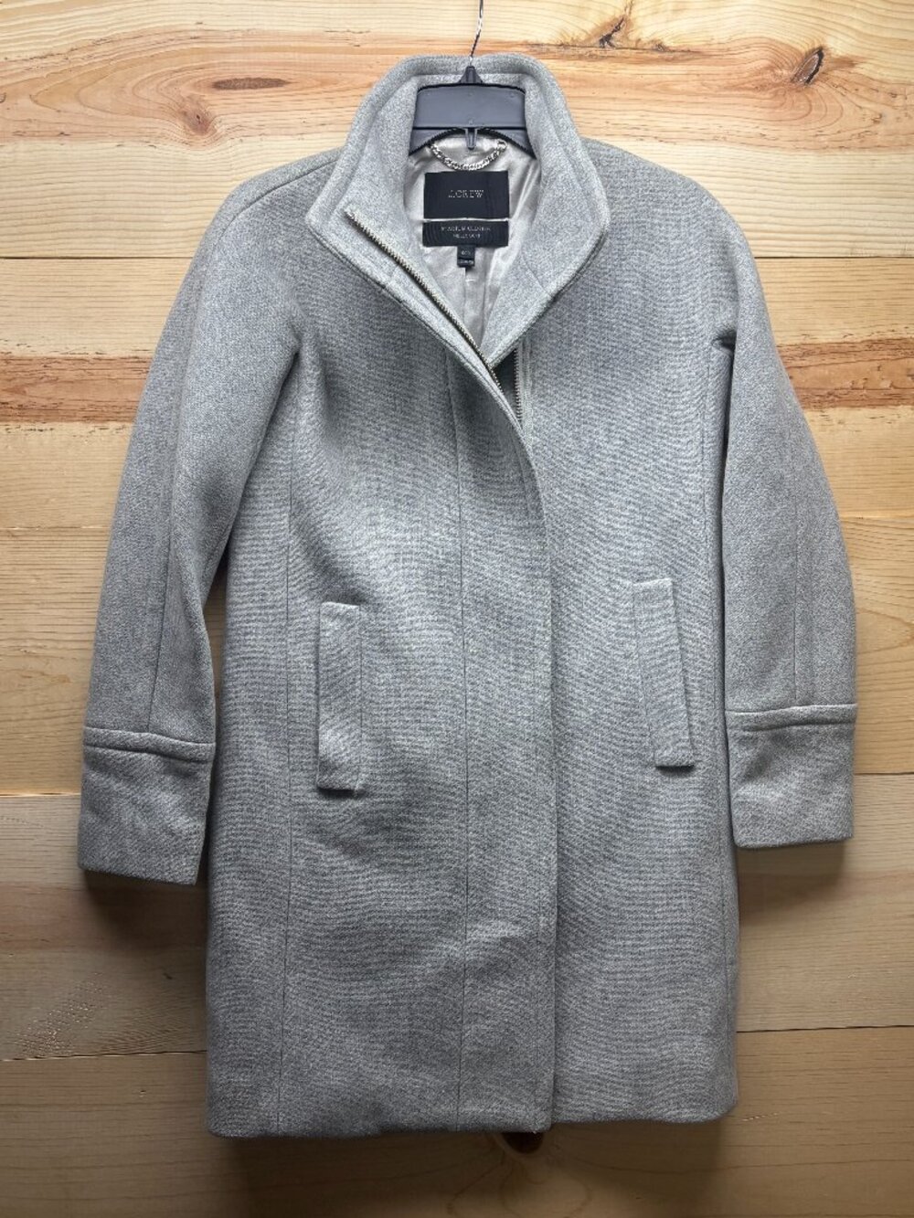 J Crew Coat Womens 000 Gray Wool‎ Topcoat Stadium Cloth Nello Gori